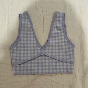 Zara Lavender Gingham Knit Top